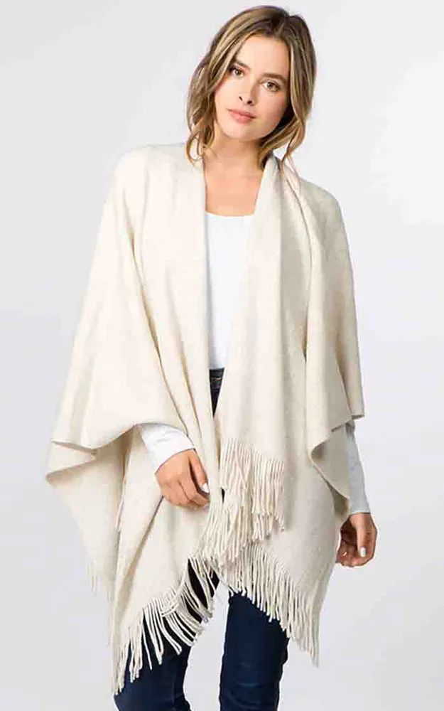 74SA31 Metallic Textured Cape Shawl w/ Fringes