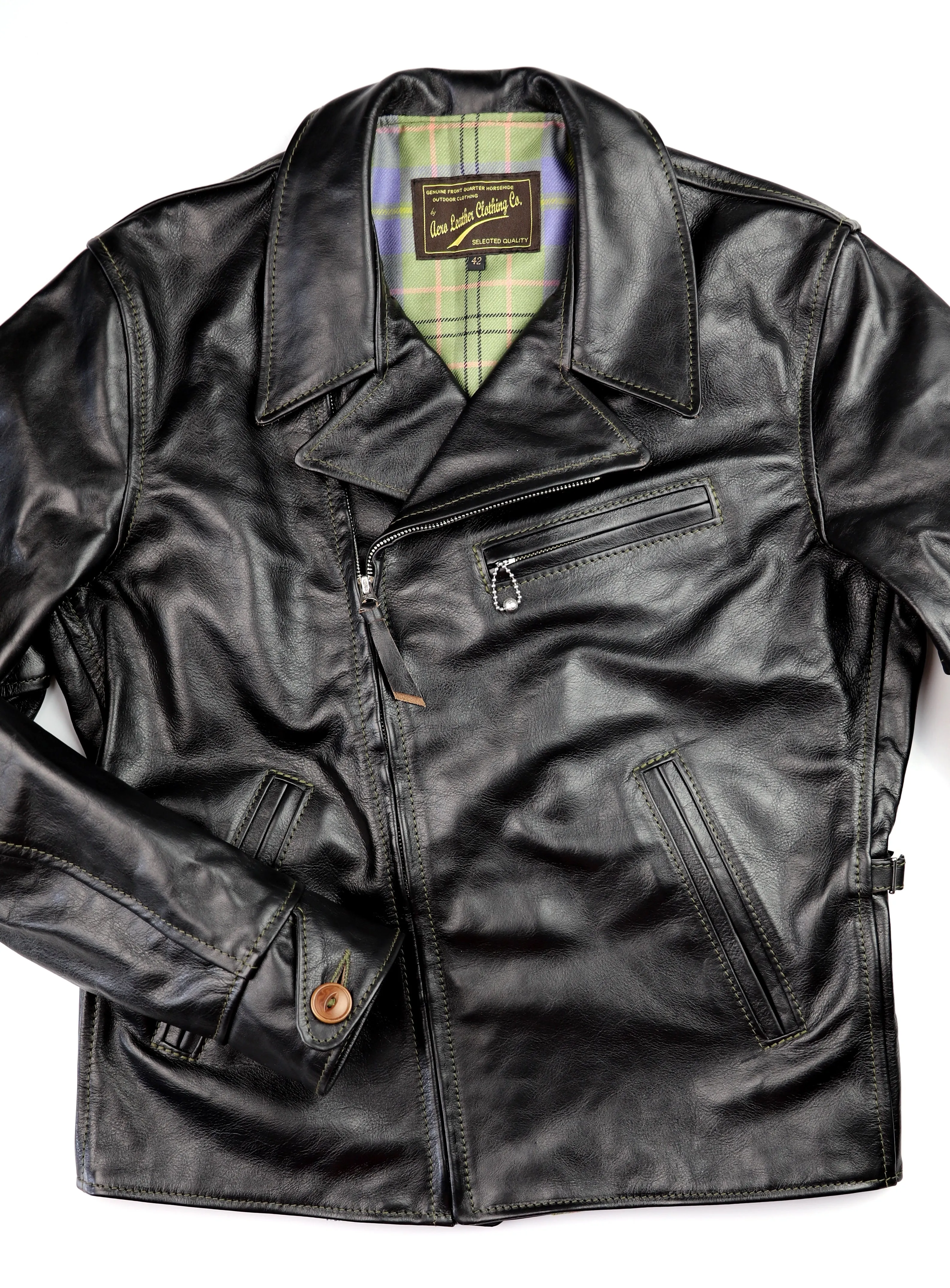 Aero Hooch Hauler, size 42, Blackened Brown Vicenza Horsehide