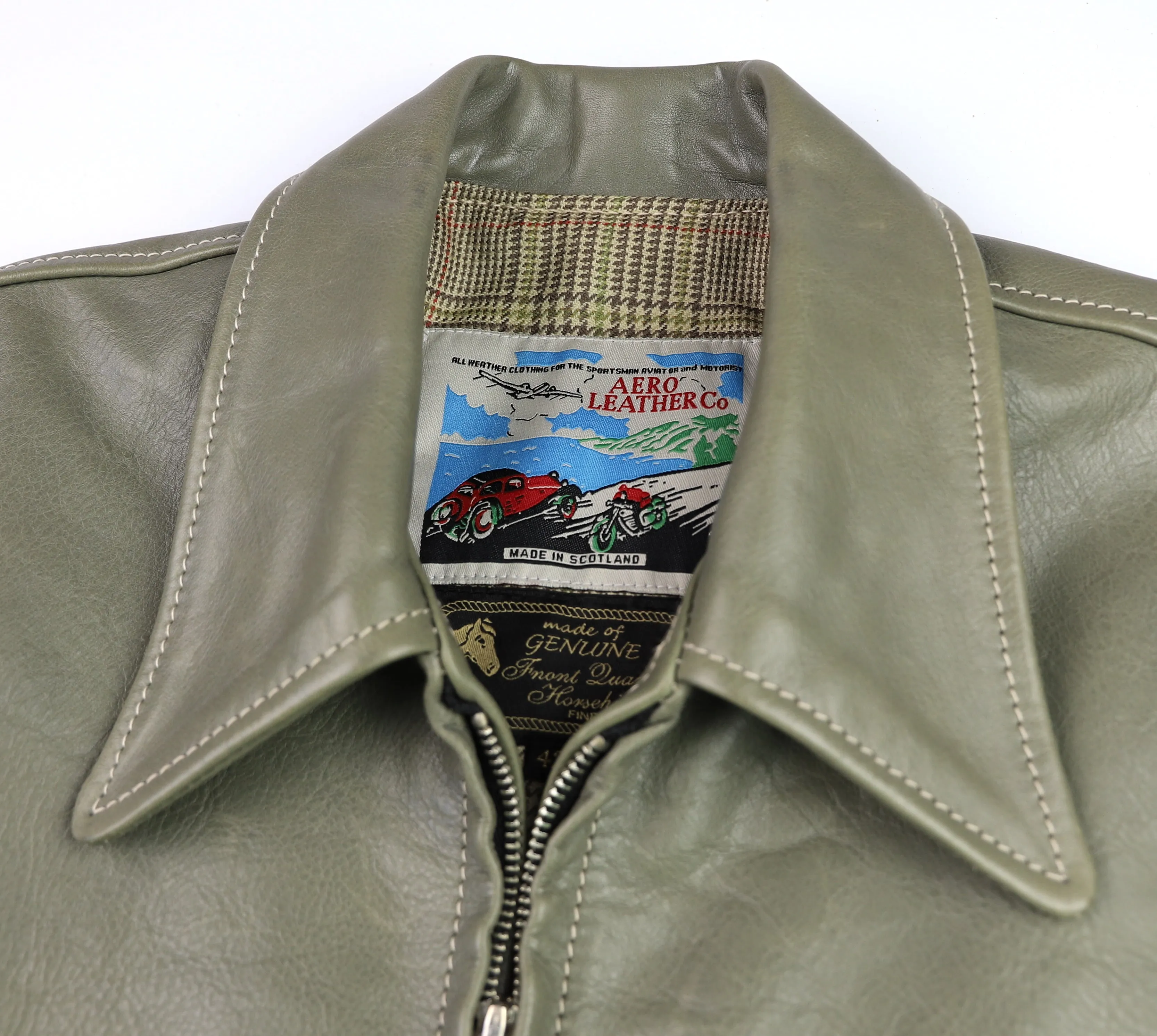 Aero Premier Highwayman, sz 42, Olive Vicenza Horsehide