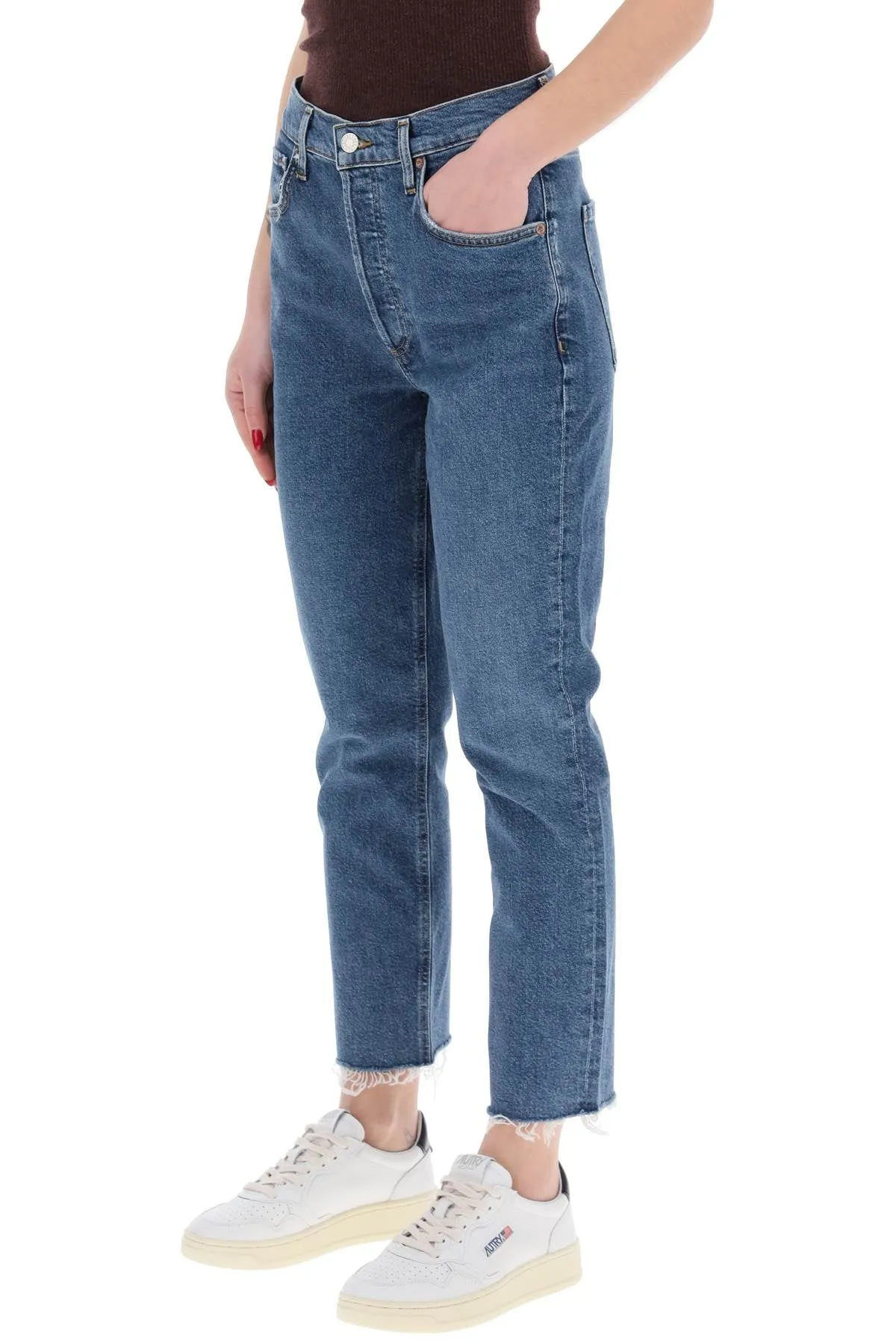 Agolde High-Waisted Straight Cropped Jeans In The