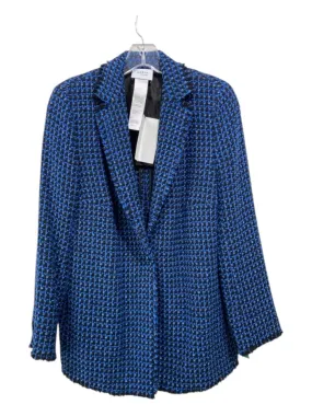 Akris Punto Size 12 Blue & Black Cotton & Polyester Tweed Hidden buttons Jacket