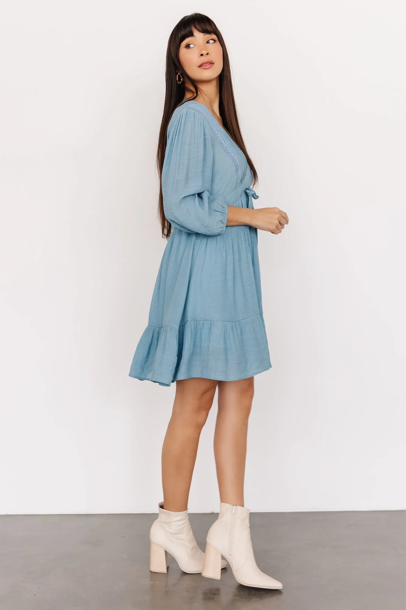 Amelia Boho Mini Dress | Blue