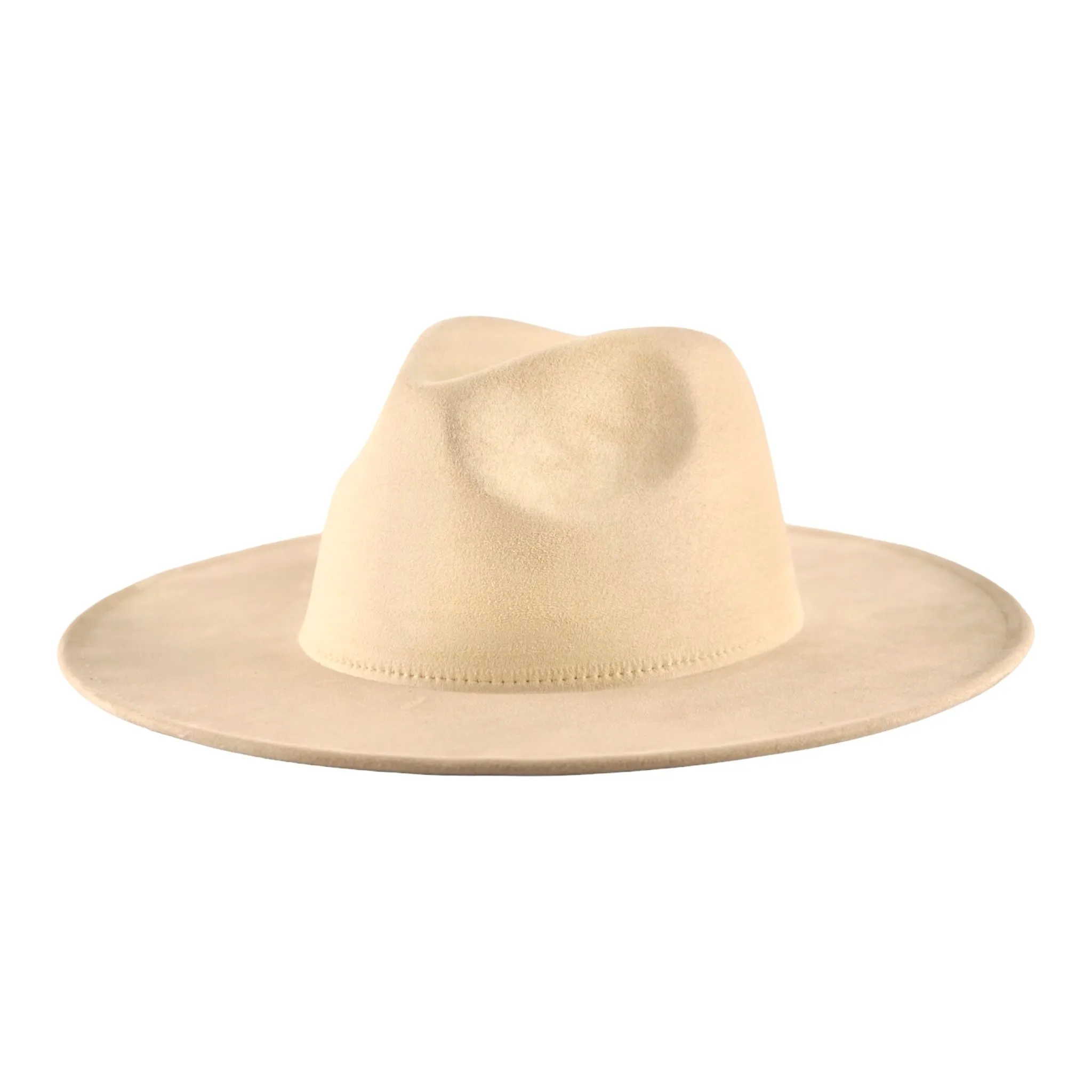 Atlanta Suede Wide Brim Fedora - Cream