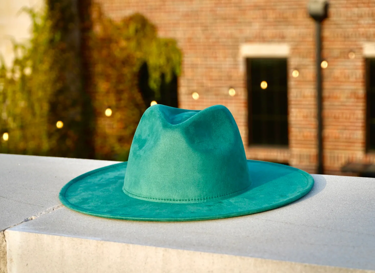 Atlanta Suede Wide Brim Fedora - Green