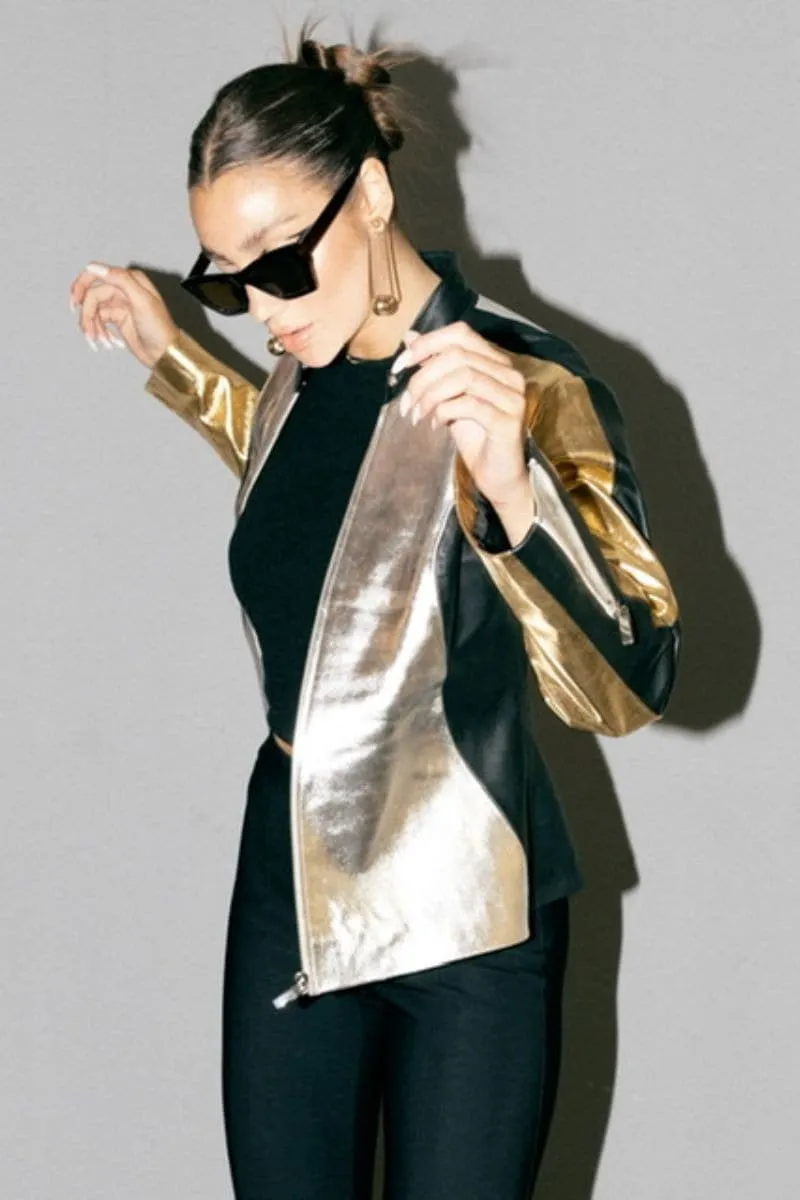 AURORA METALLIC LEATHER JACKET