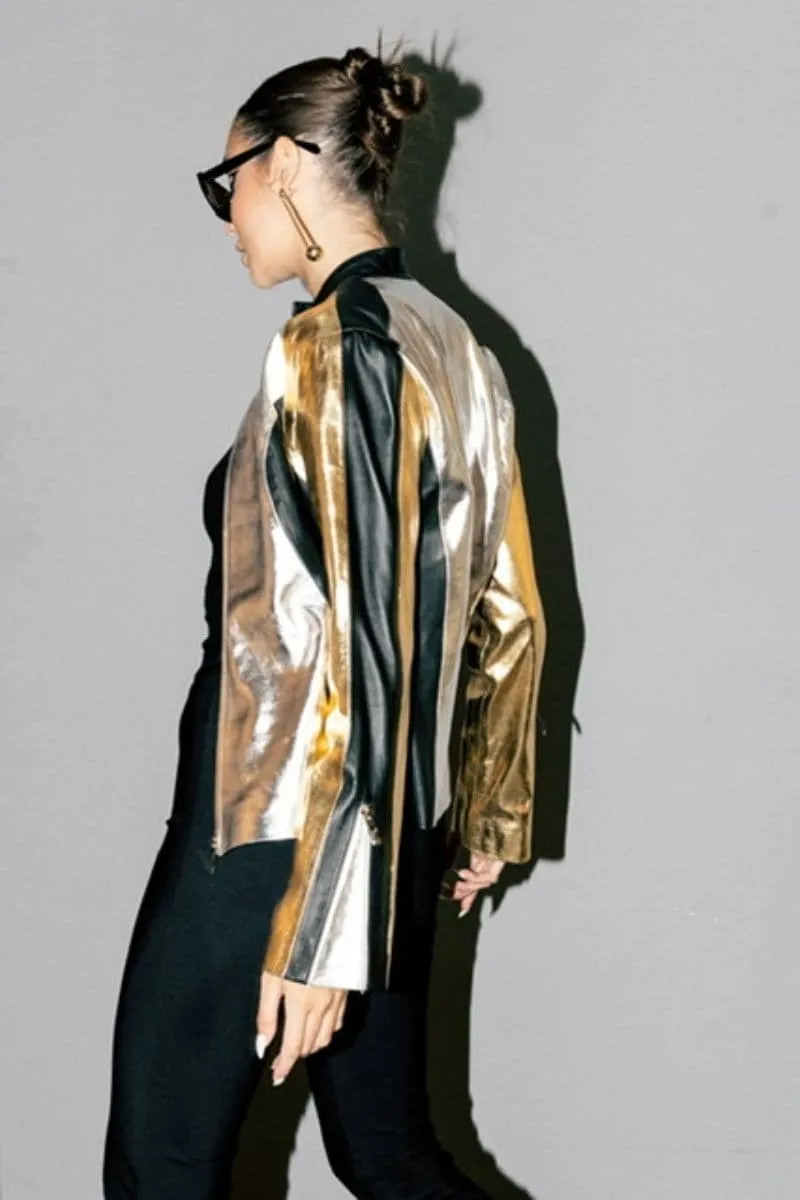 AURORA METALLIC LEATHER JACKET