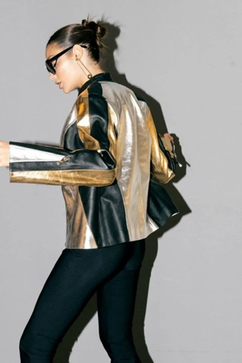 AURORA METALLIC LEATHER JACKET