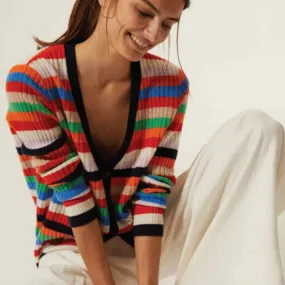 Autumn Cashmere Stripe Cardigan - Multi