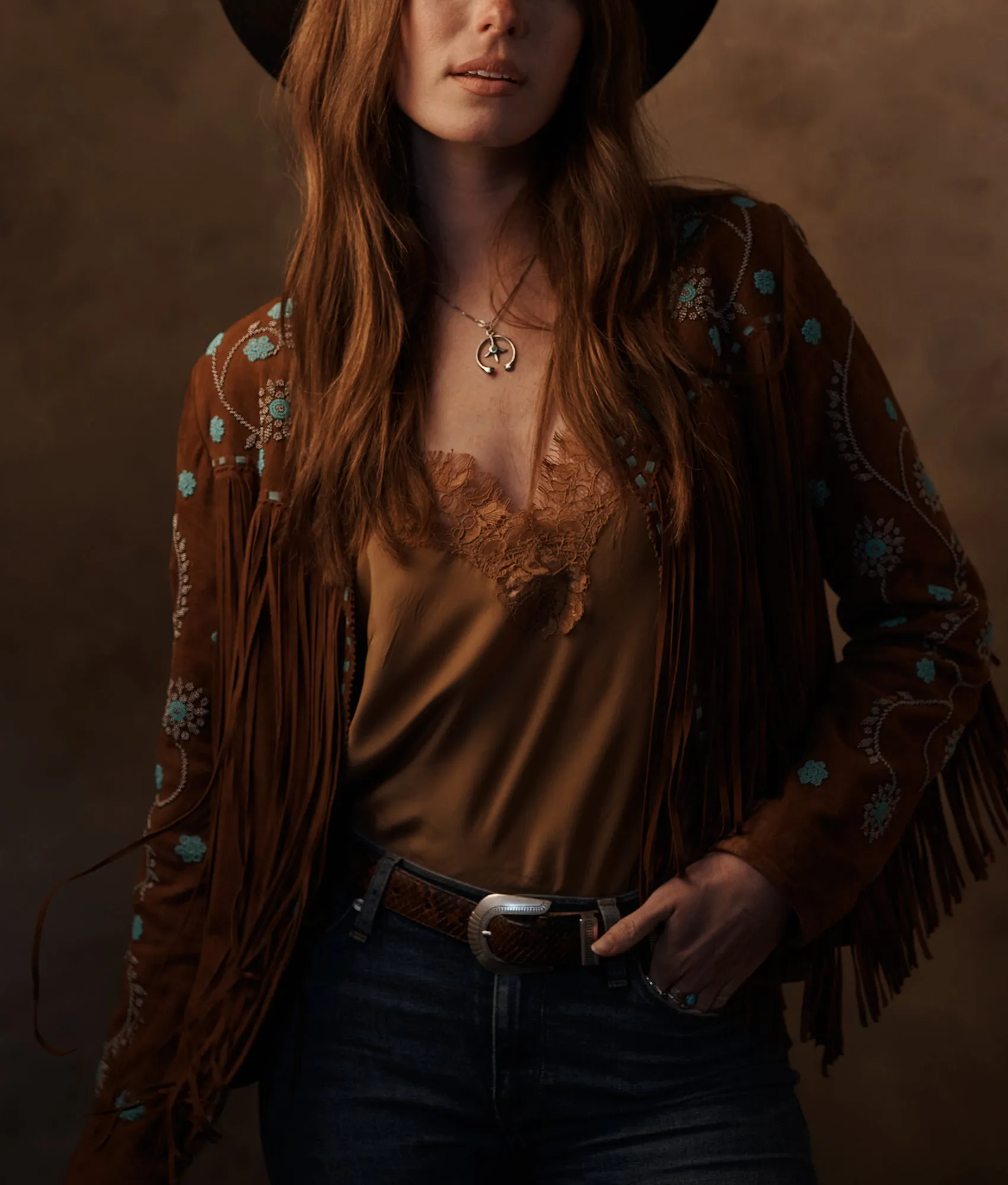 Beaded Fringe Jacket :: Brown