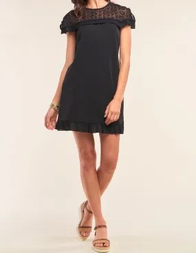 Black Crochet Lace Trim Dress