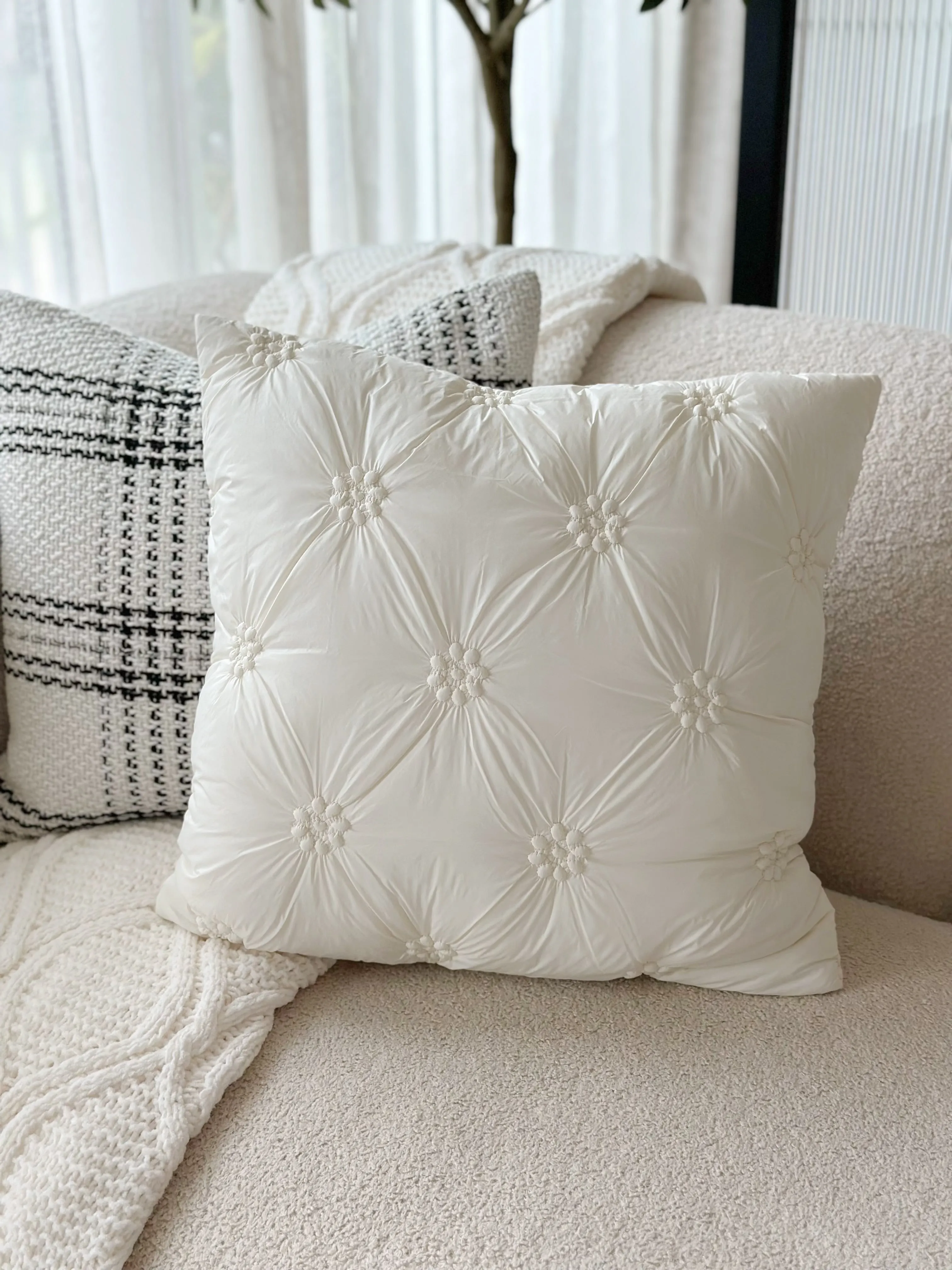 Blossom Puff Cream Cushion Cover