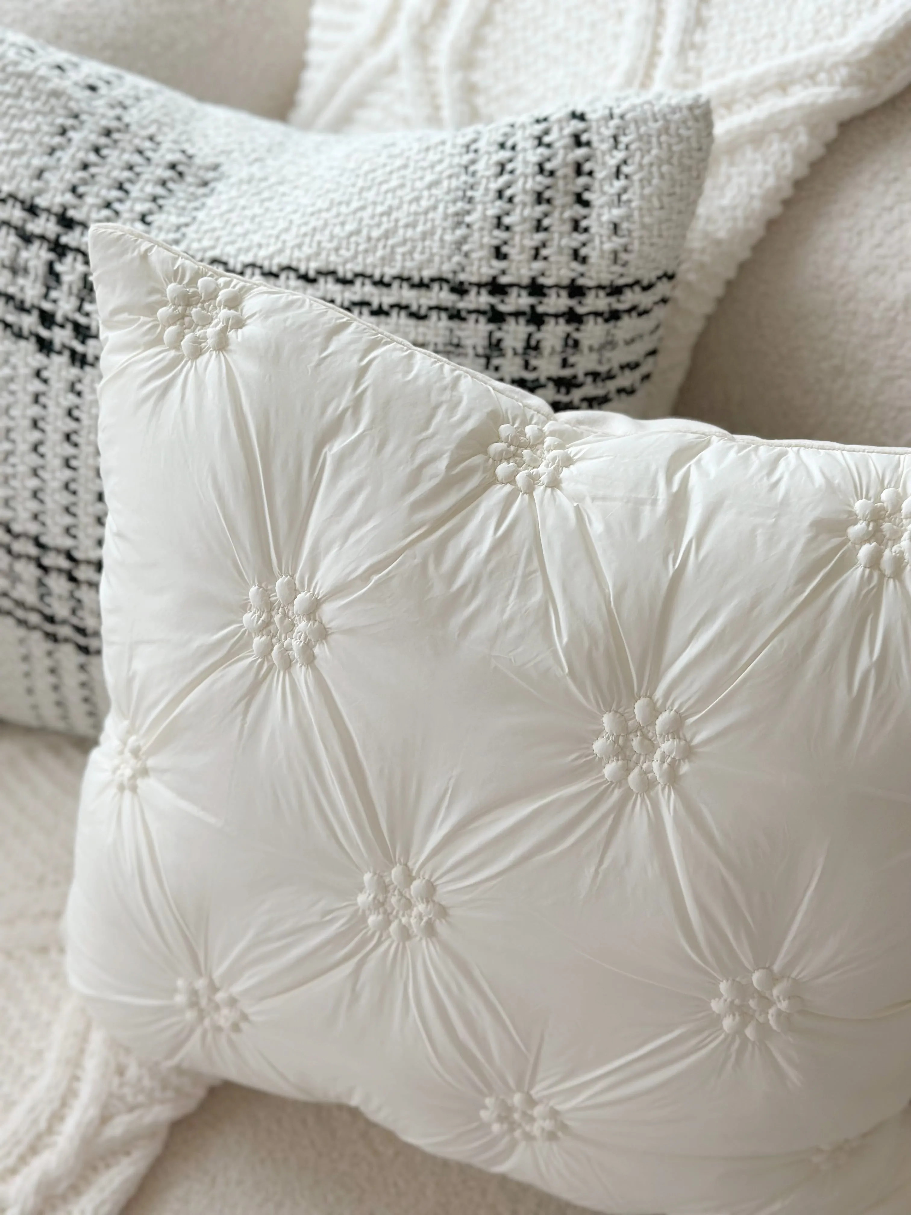 Blossom Puff Cream Cushion Cover