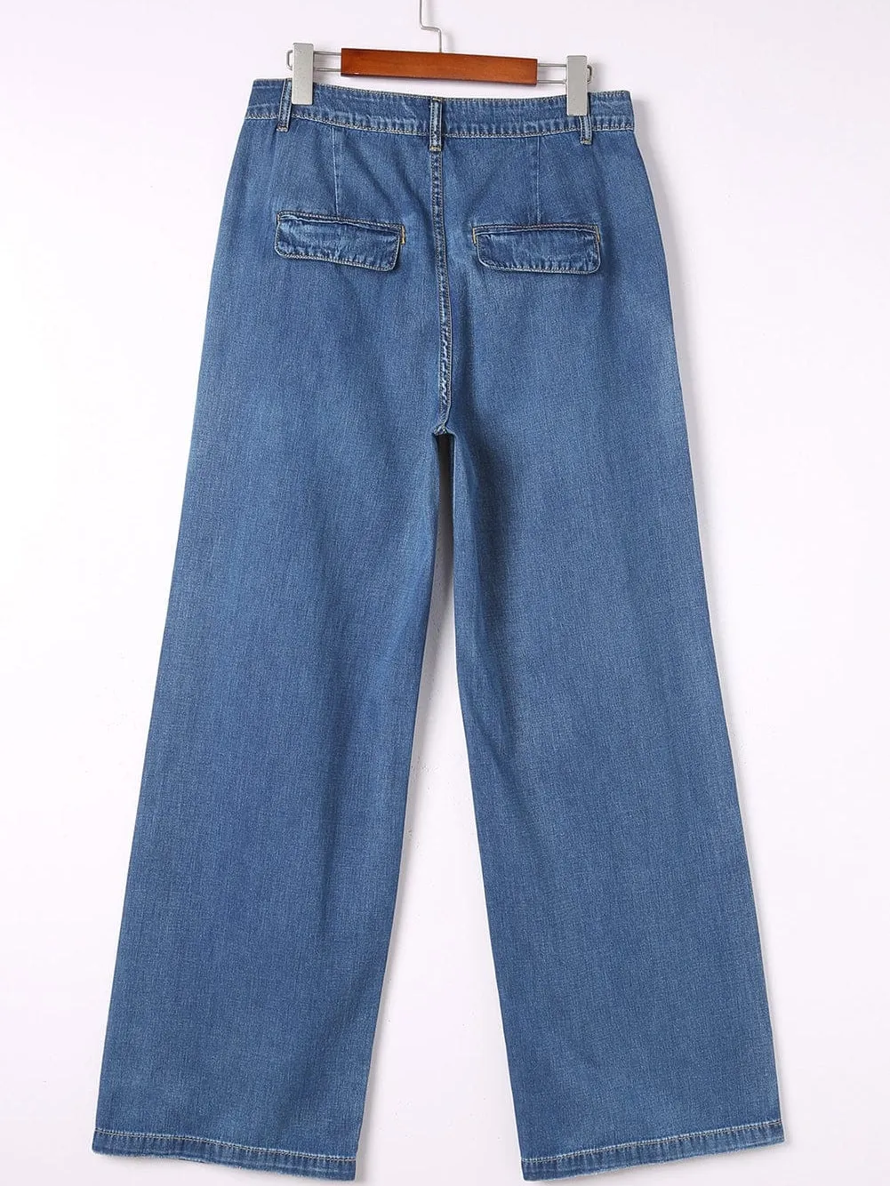 Blue Relaxed Fit High Waist Denim Pants