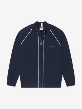 BOSS Boys Knitted Zip Up Cardigan in Navy