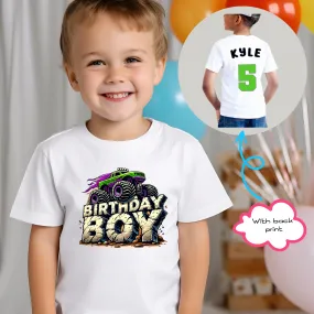 Boys' Personalised Monster Truck Birthday T-shirt