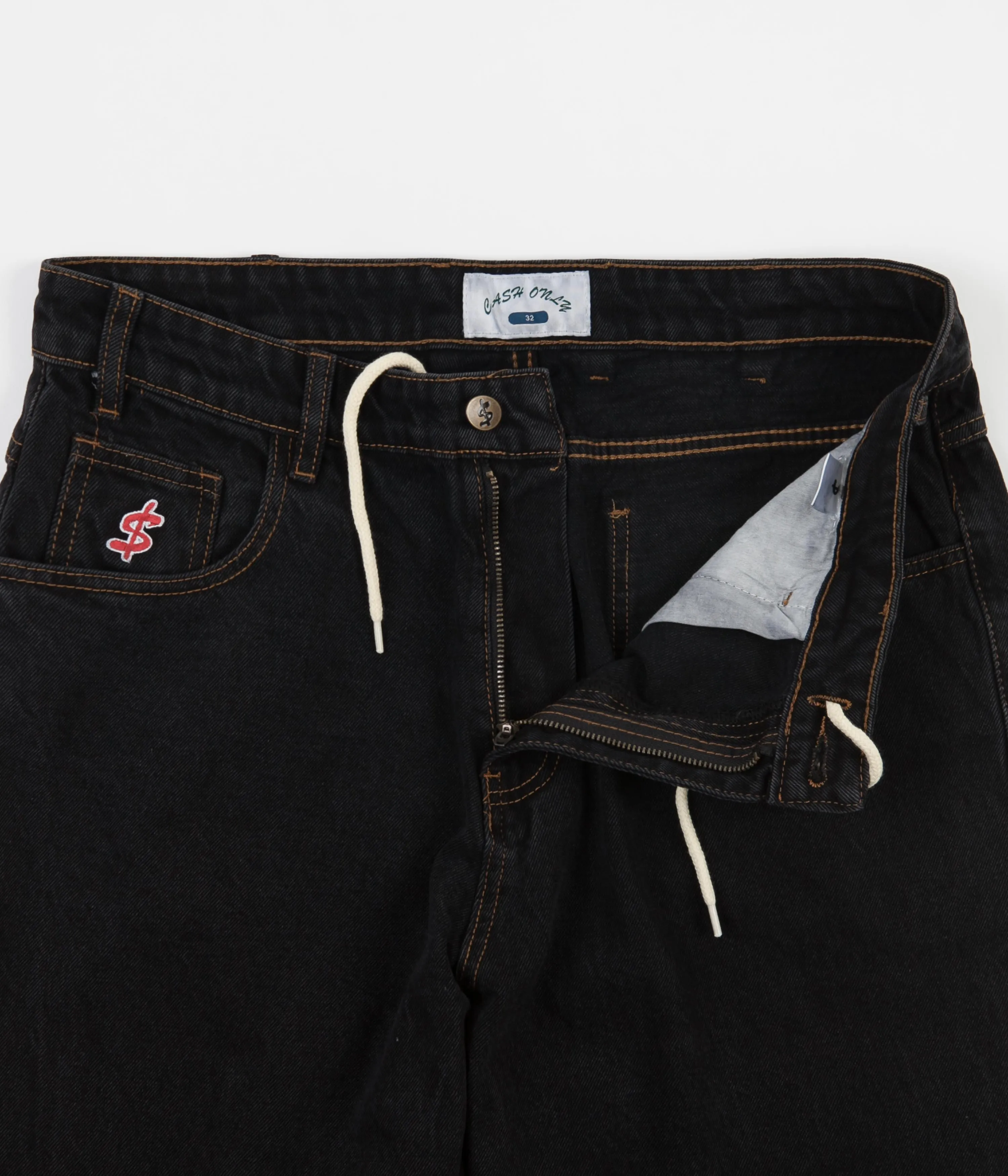 Cash Only Baggy Denim Jeans - Washed Black