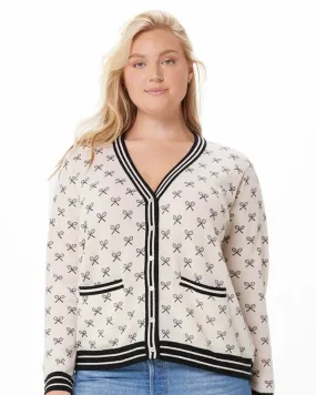 Cashmere Tennis Print Cardigan | White