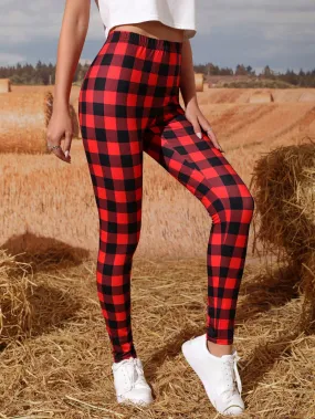 Casual Gingham Long Women Leggings