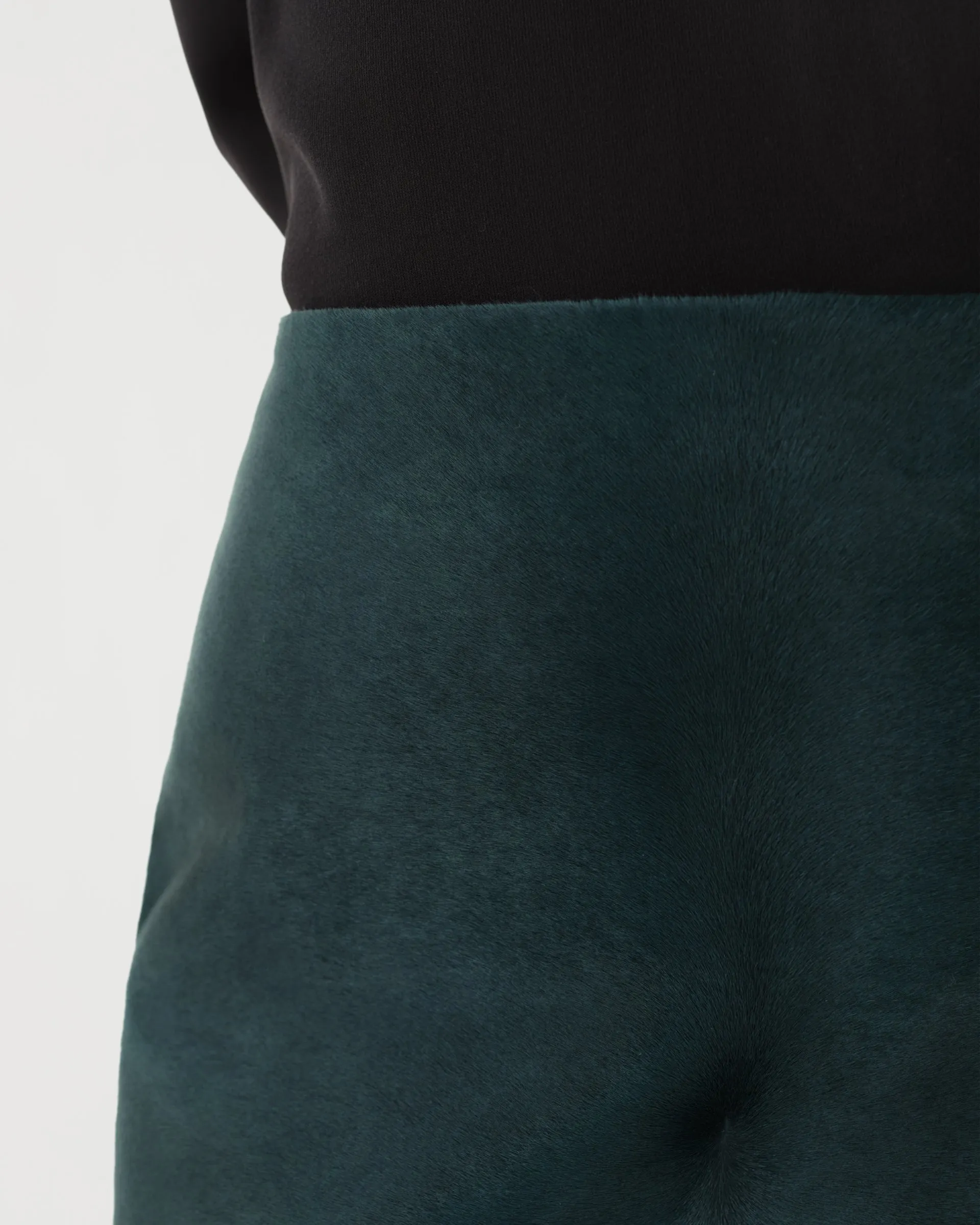 Cecily Skirt in Calf Hair, Emerald Green