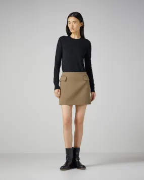 Cecily Skirt With Pockets in Wool Twill, Mocha