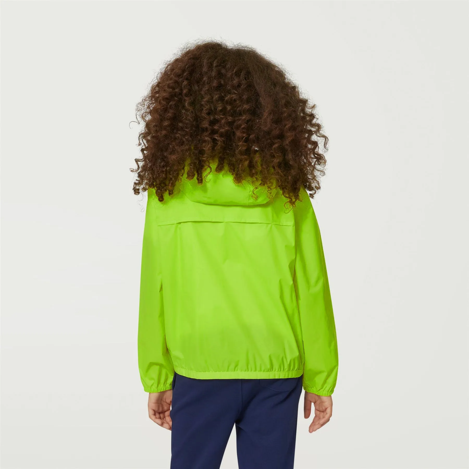 Claude - Kids Packable Full Zip Rain Jacket in Green Fluo