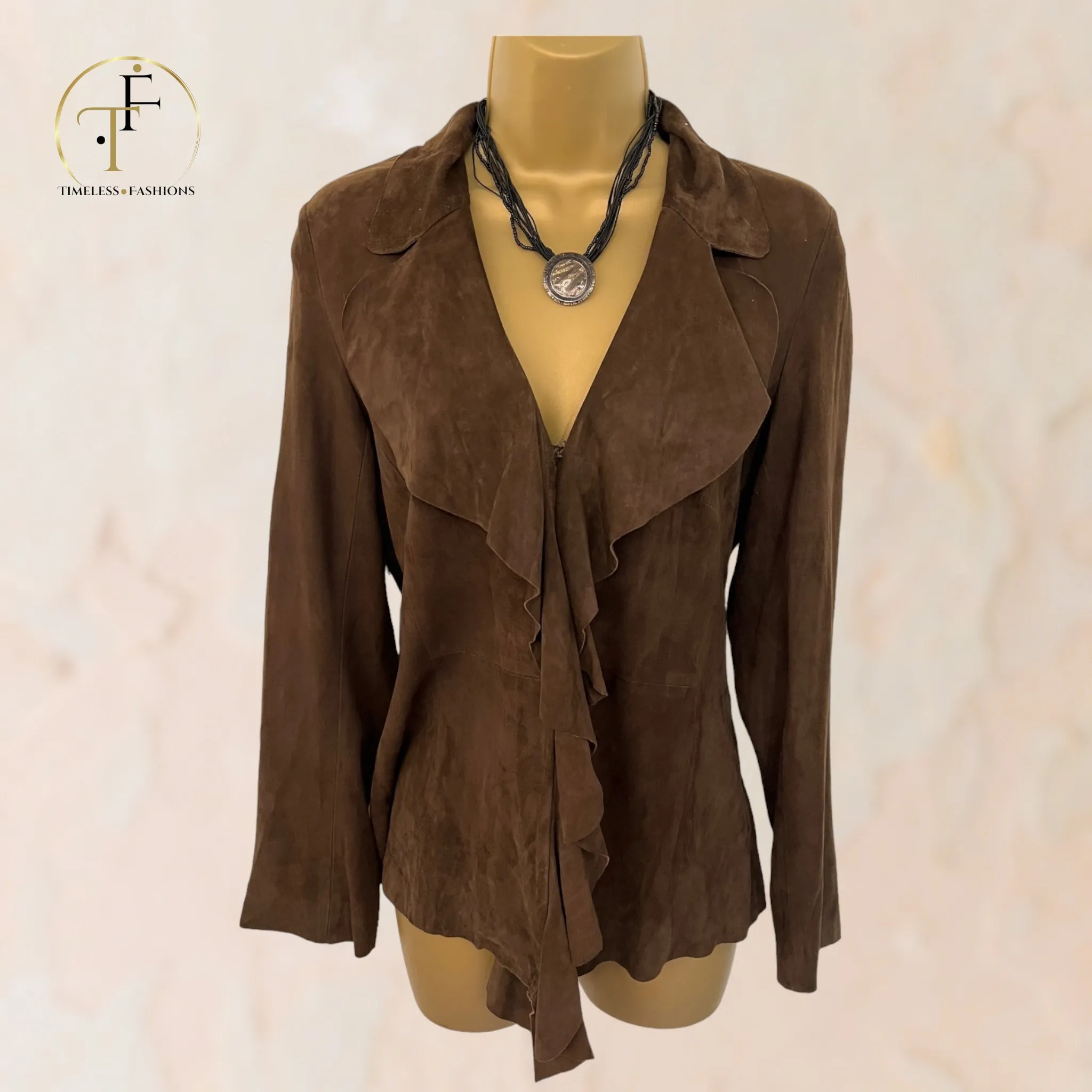 CN Vintage Butter Soft Chocolate Suede Jacket  Size XS Approx UK 12  US 8 EU 40