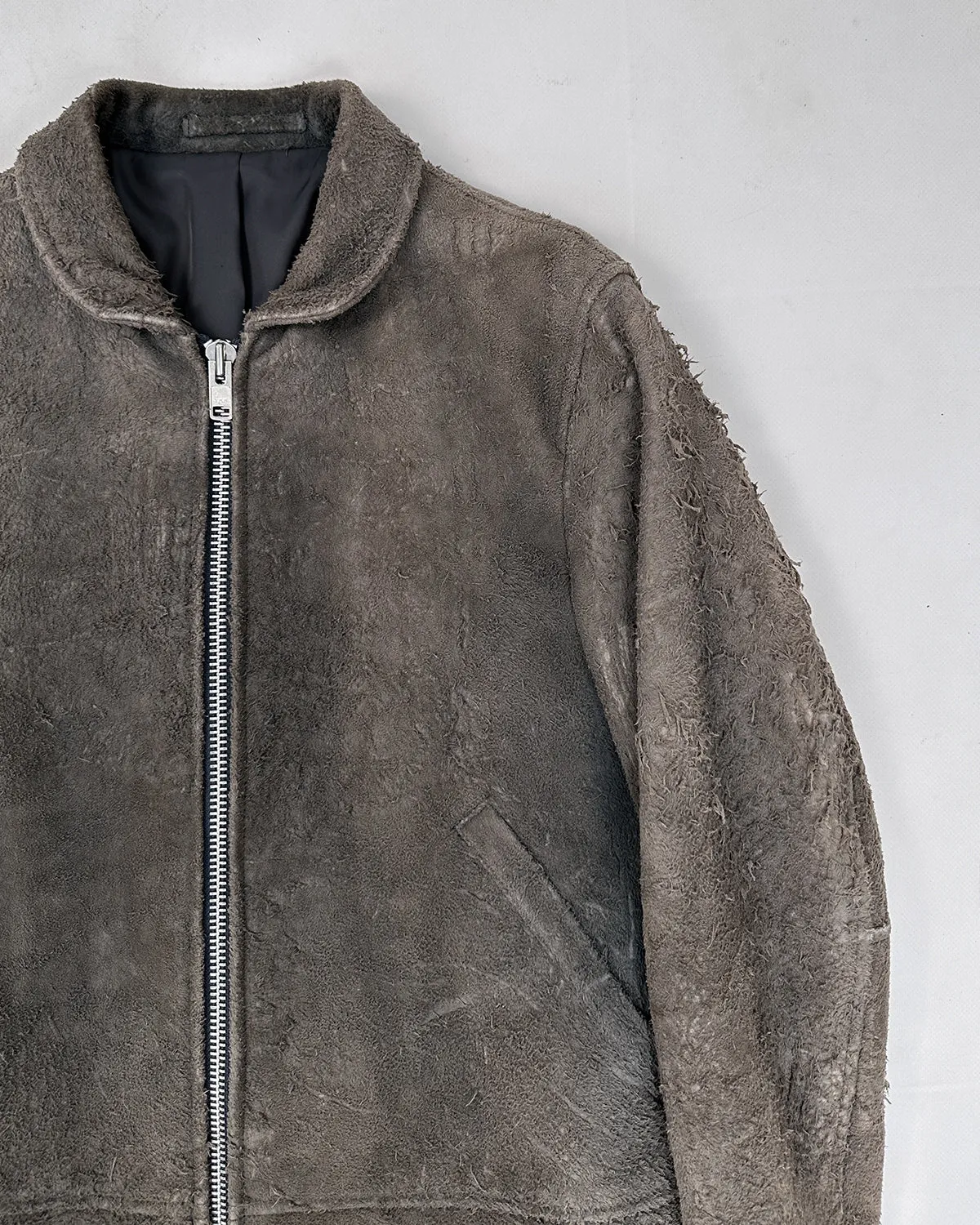 Comme des Garçons Homme Crushed Suede Grey Jacket AW 2002