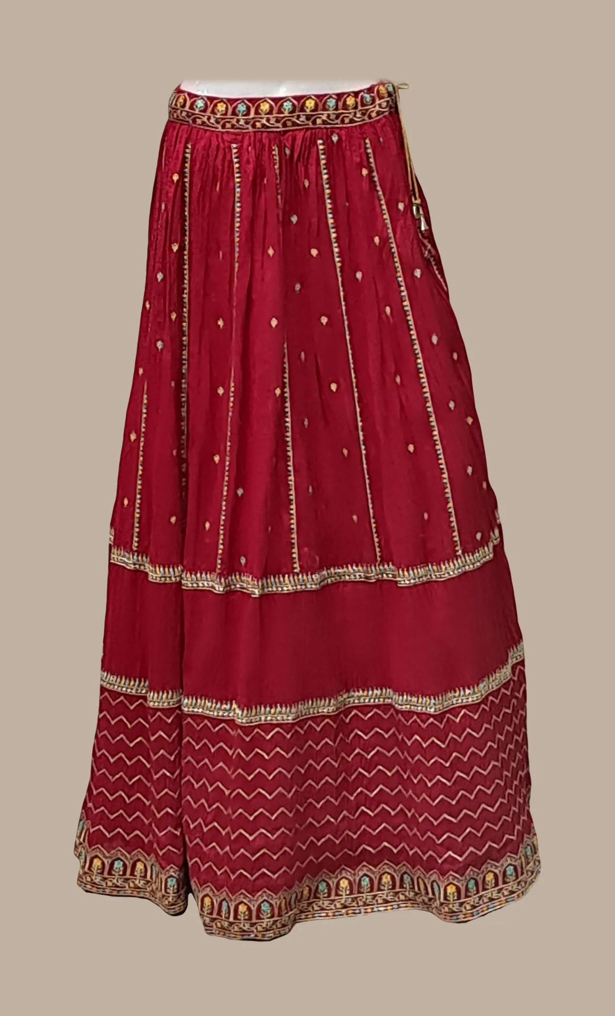 Deep Magenta Embroidered Lengha