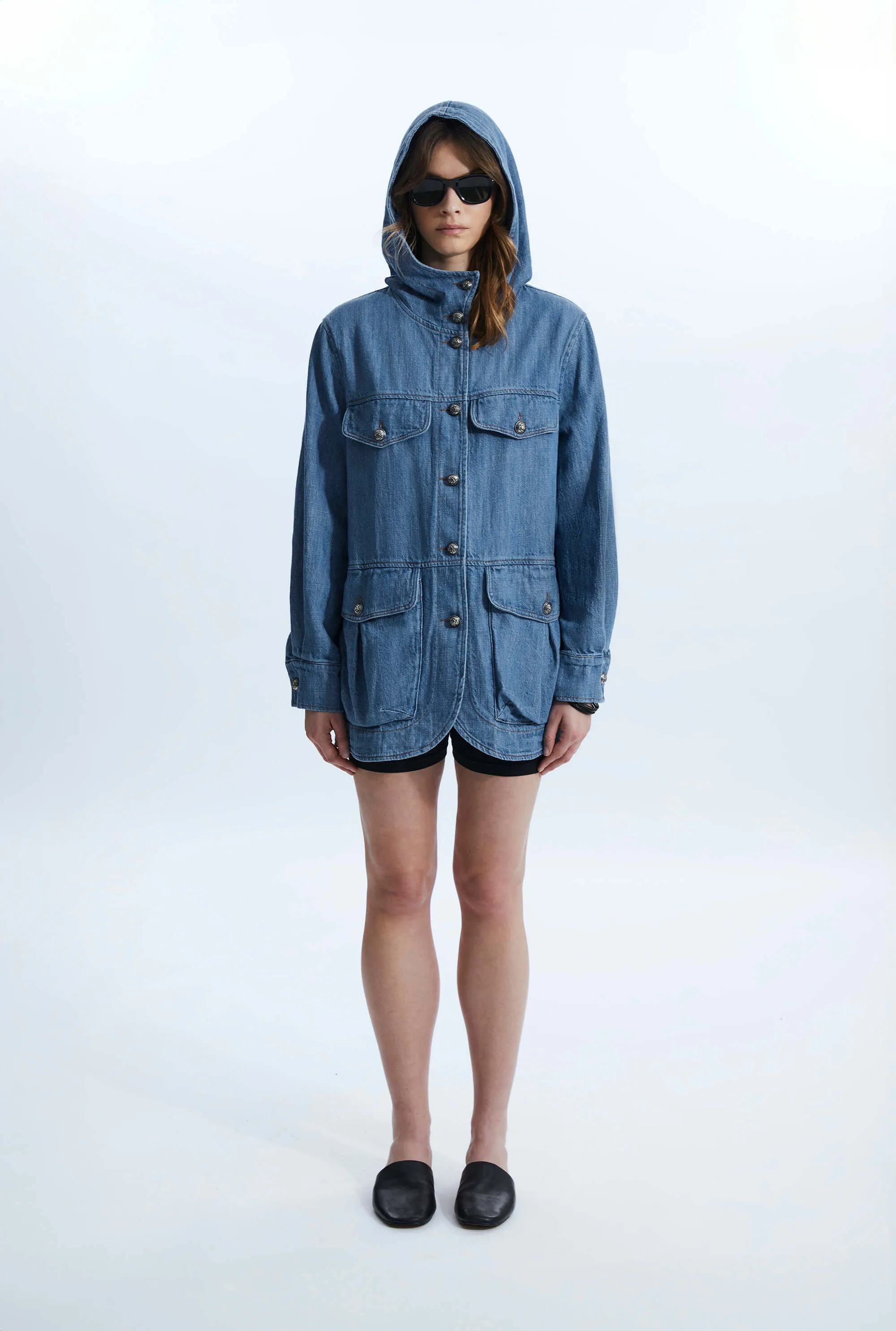 Denim Blaser With Hood