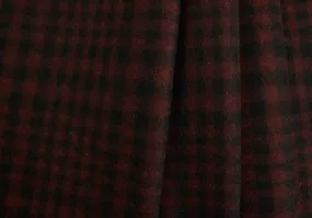 Designer Black & Red Checked Wool Melton Coating (Made in Italy)