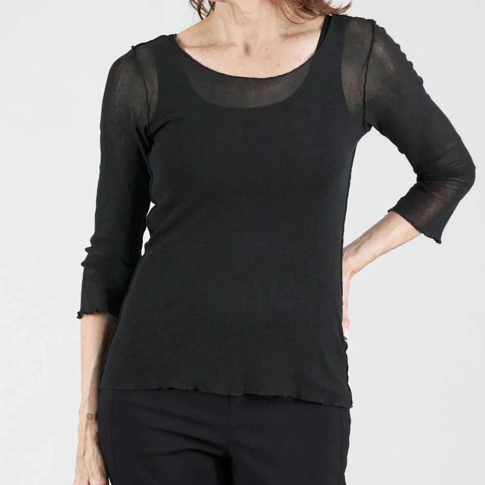 Diva Cotton Mesh Tee in Black by Porto