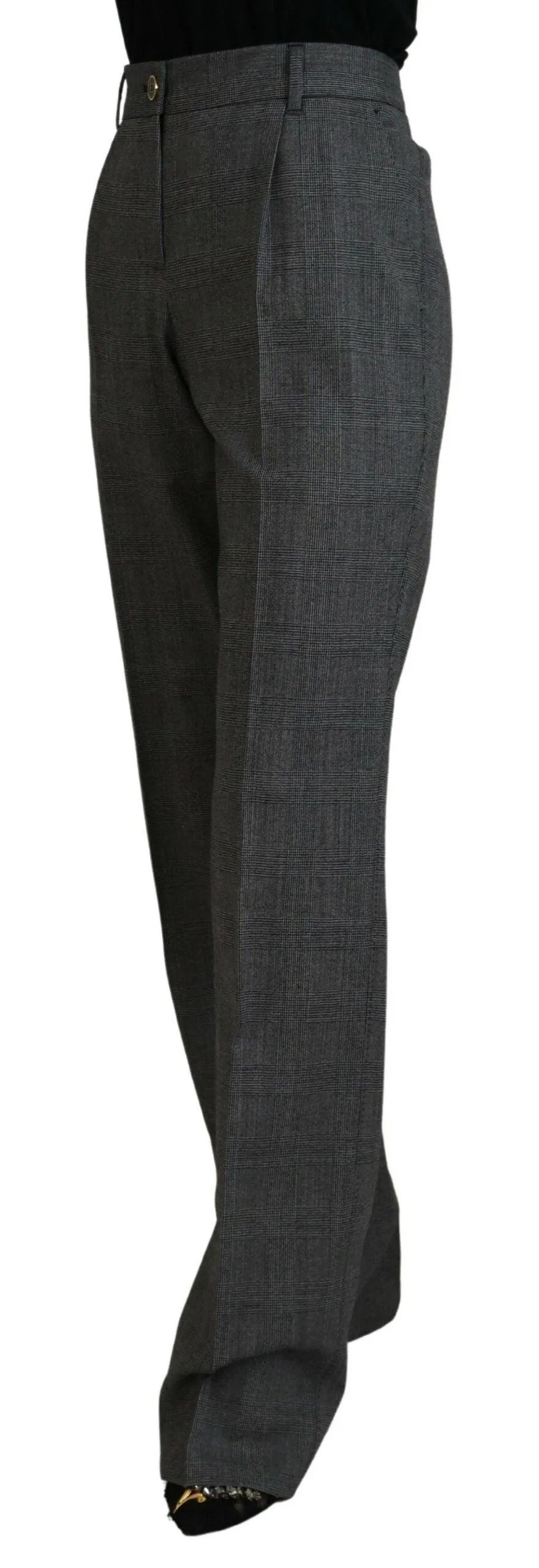 Dolce & Gabbana Gray High Waist Women Wool Pants