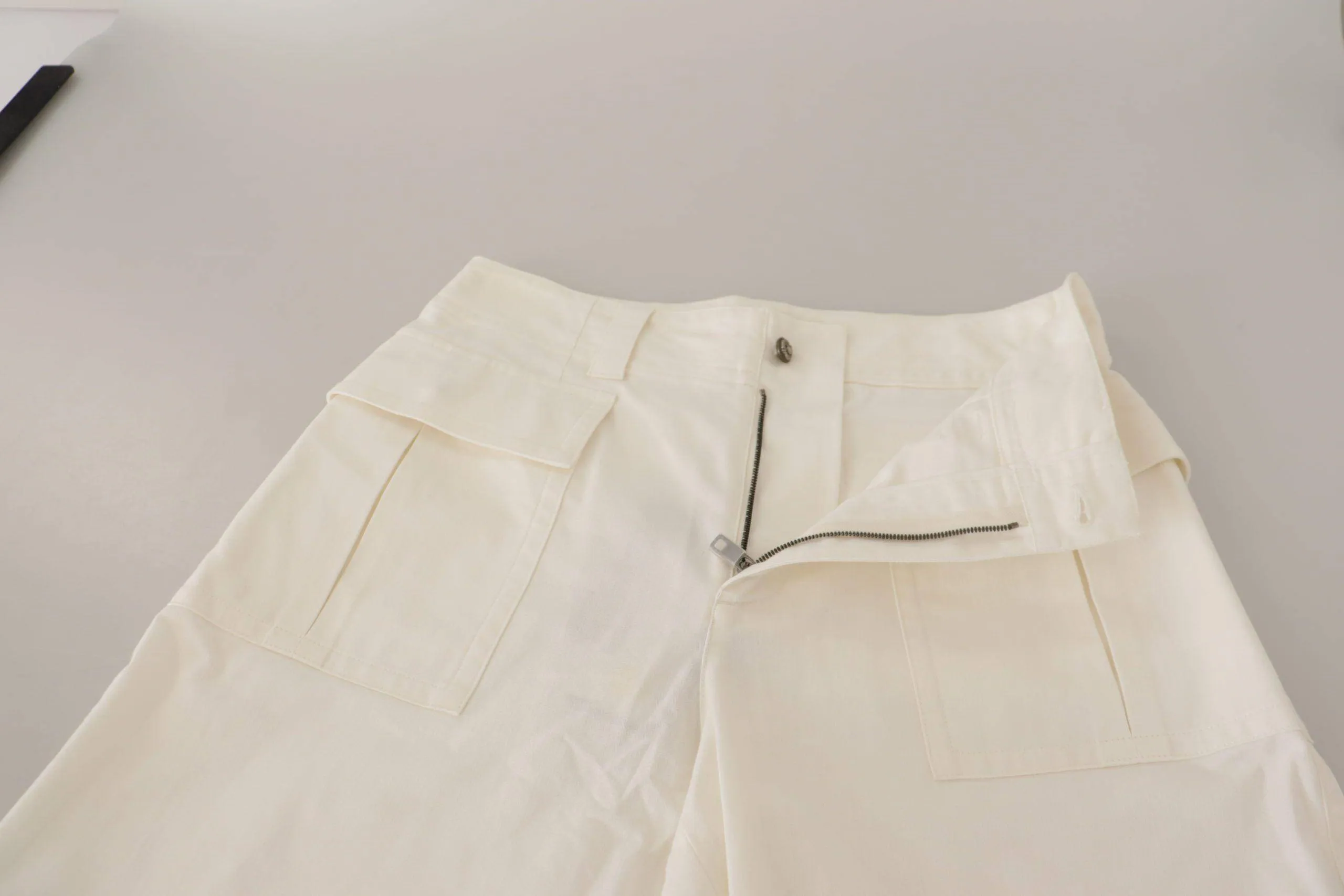 Dolce & Gabbana White High Waist Tapered Women Cotton Pants