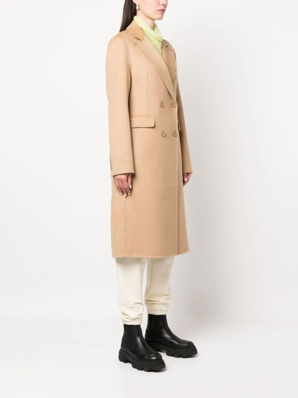 Double-breasted wool coat