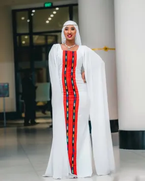 Elegant Oromo Dress Stylish Red Design in Traditional Oromo Dress Style