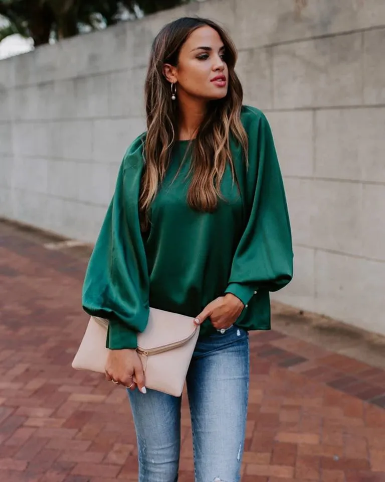 EMERALD SATIN SHIRT