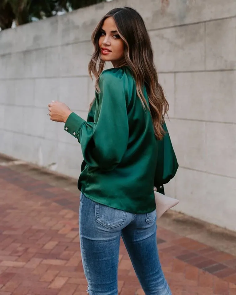 EMERALD SATIN SHIRT