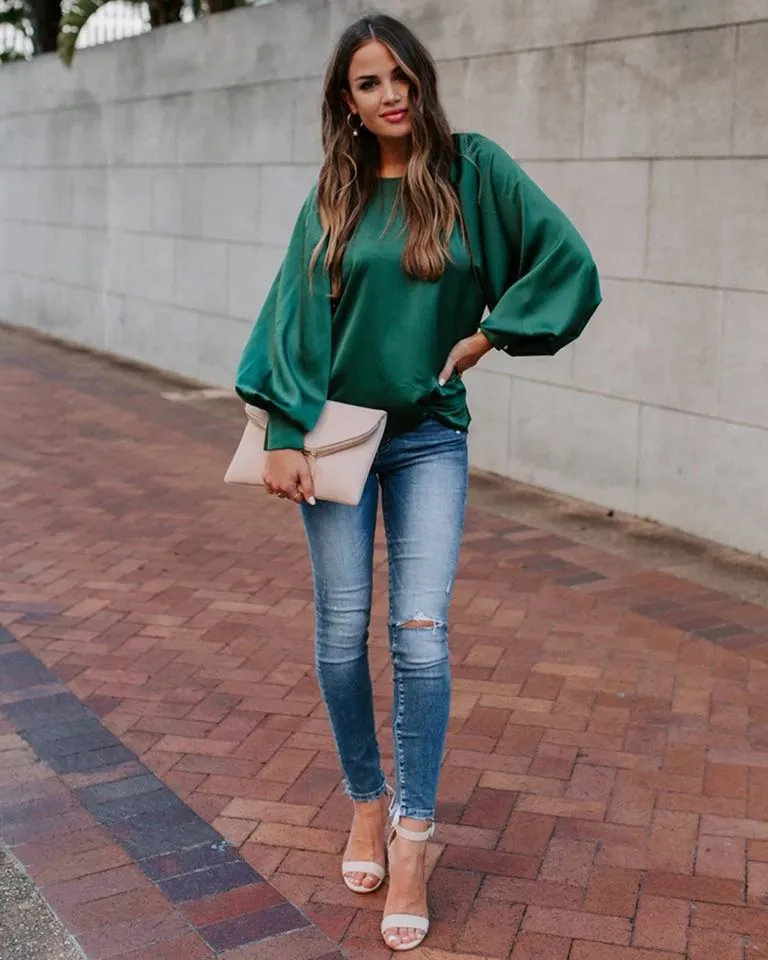 EMERALD SATIN SHIRT