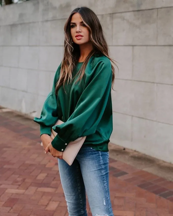 EMERALD SATIN SHIRT