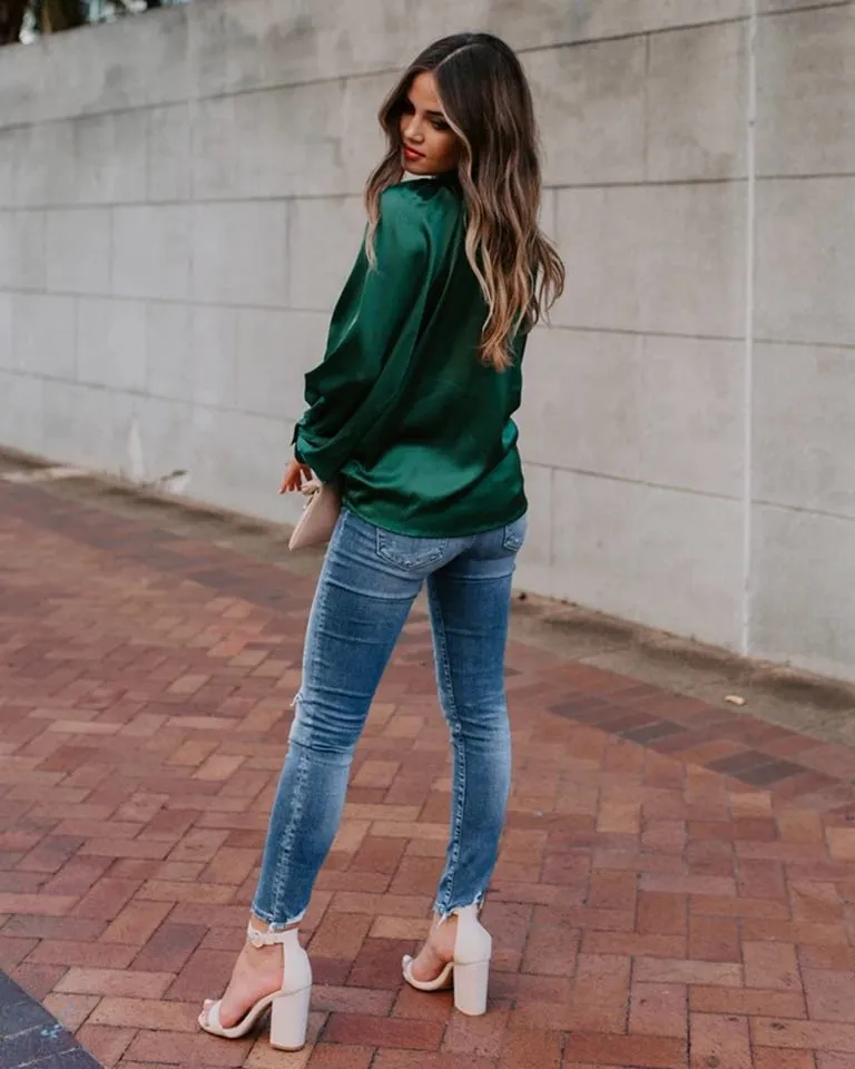 EMERALD SATIN SHIRT