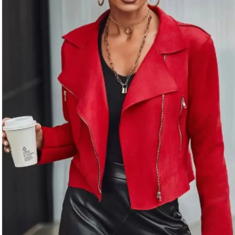 Fashion Women's Wear Suede Motorcycle Jacket