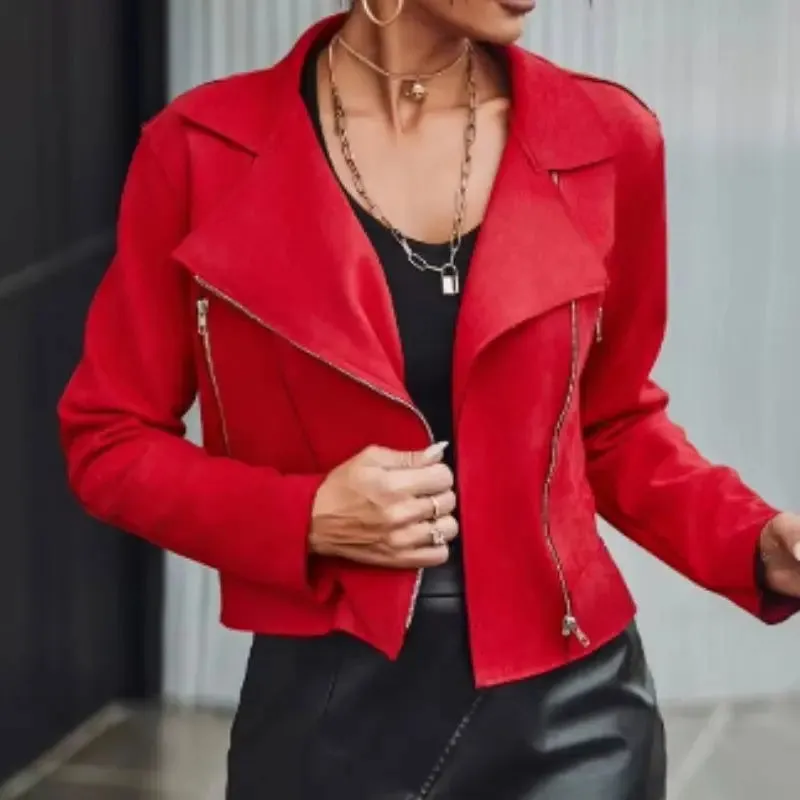 Fashion Women's Wear Suede Motorcycle Jacket