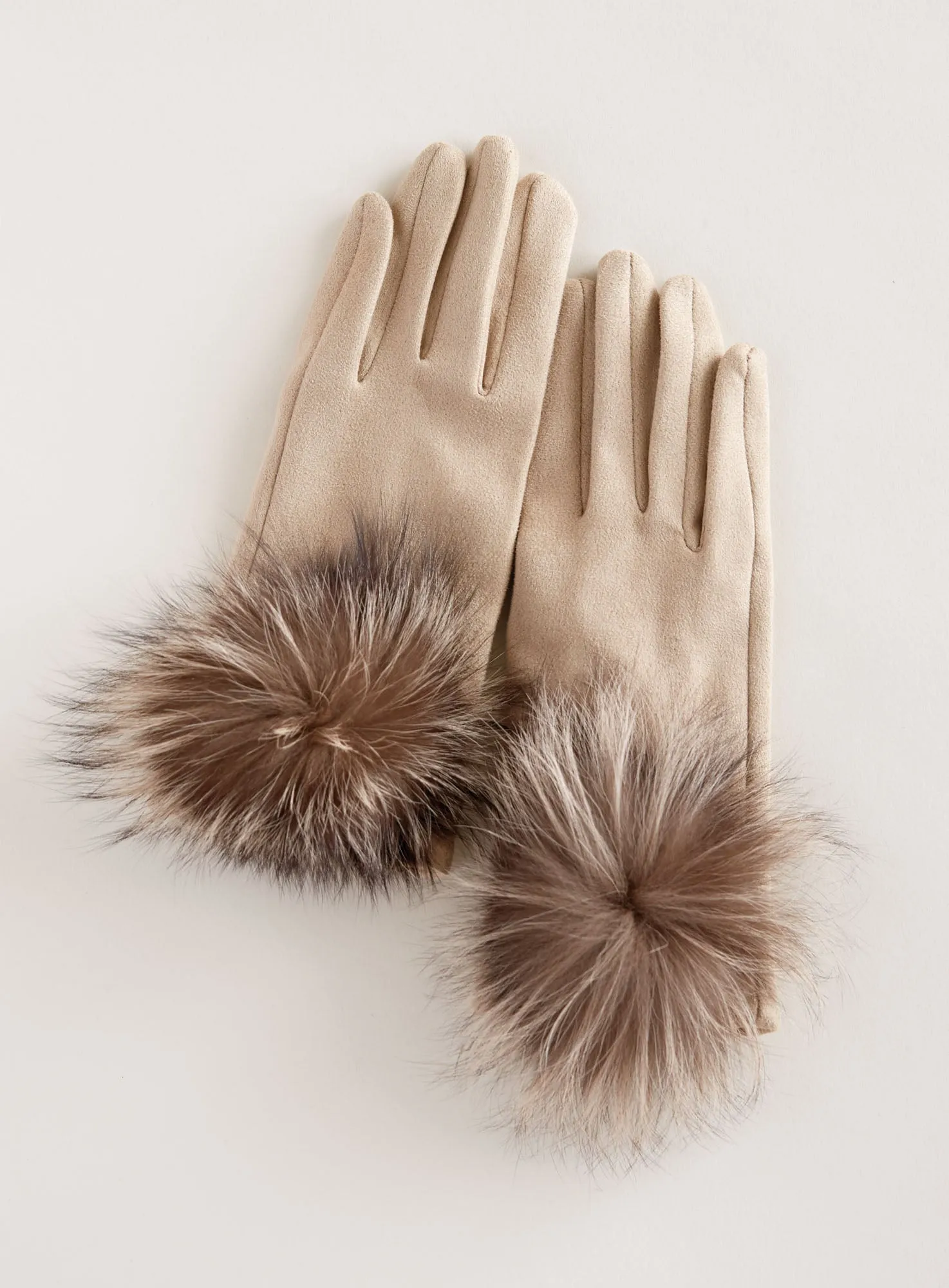 Faux Fur Pom-Pom Touchscreen Gloves