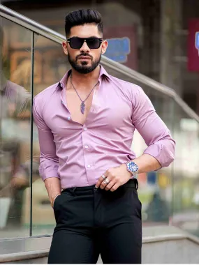 Formy Mountbatten Pink Luxury Formal Satin Cotton Shirt For Men's