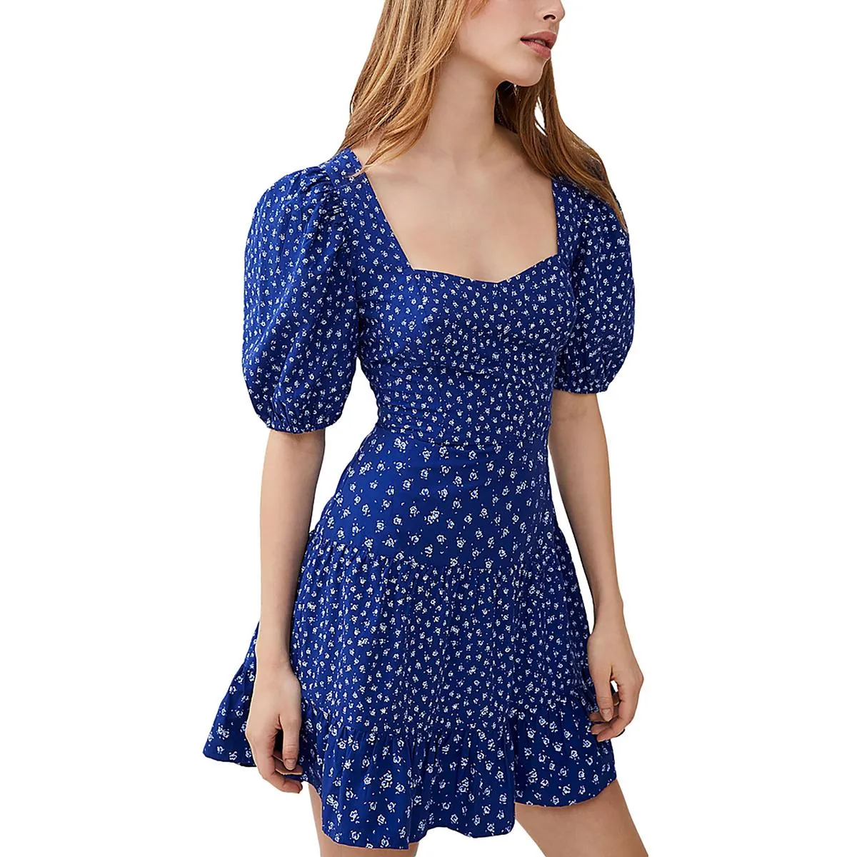 French Connection Womens Gathered Above Knee Babydoll Dress