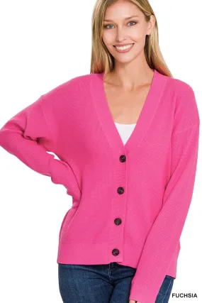 Fuchsia Viscose Sweater Cardigan