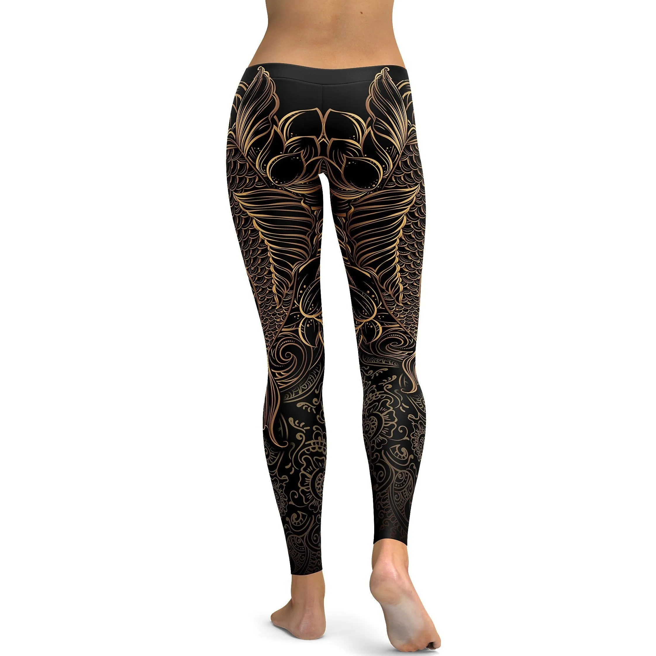 Golden Oriental Koi Fish Leggings