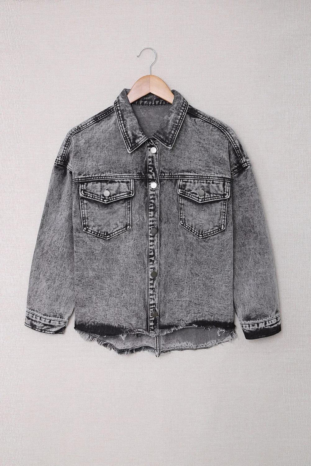 Gray Bleach Wash Denim Jacket