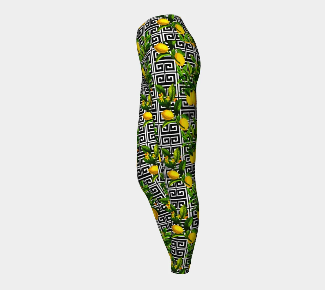 Greek Key Citrus Yoga Leggings