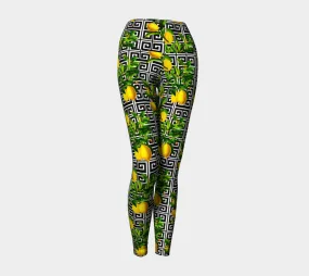 Greek Key Citrus Yoga Leggings